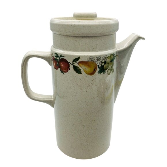 Vtg Wedgwood Quince Stoneware Coffee Pot & Lid Ring of Fruit Discontinued - Picture 3 of 10